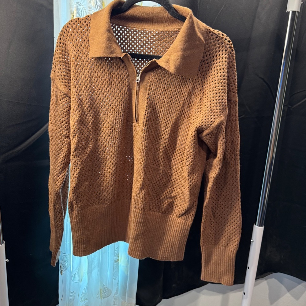 Elegant Brown Women's Knit Pullover